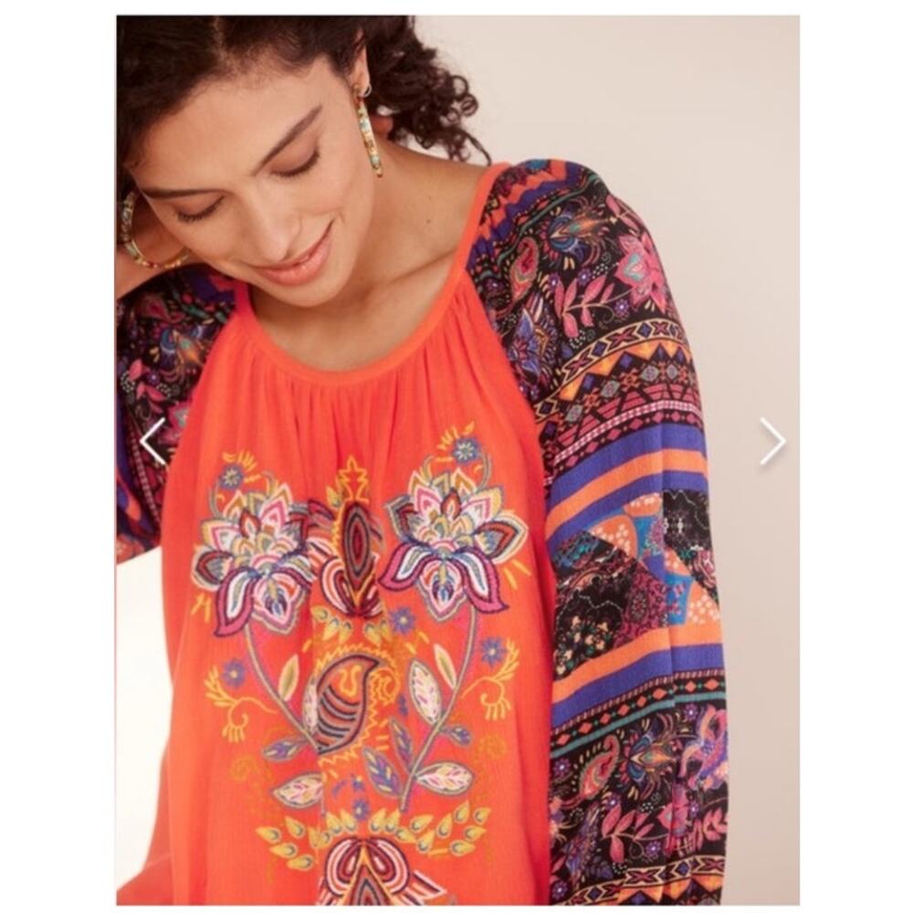 Soft Surrounding Blame Rio‎ Floral Embroidered Boho Blouse Top sz M NWOT